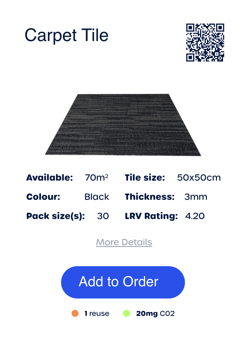 Example material passport for a carpet tile